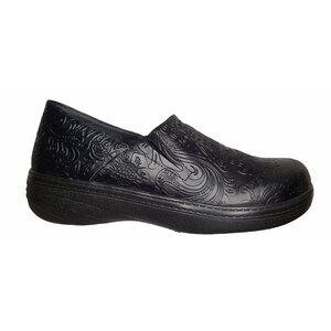 Landau Women's Vitality Leather Slip-On Nursing Clogs Black Size W6